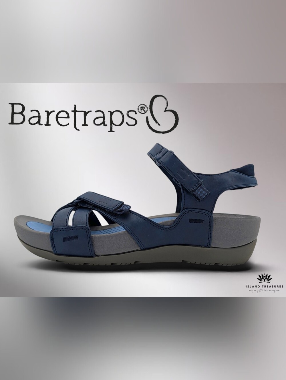 Baretraps Angey Sz 7M Women's Navy Sport Sandals Rebound Comfort Adjustable